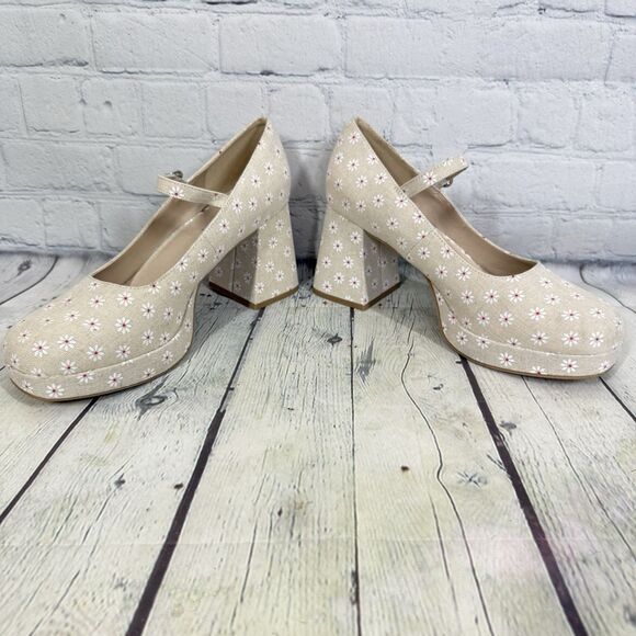 Maiden Platform Floral Fabric Women Size 9.5 Block Mary Jane Cottage Fairy Shoes - Picture 3 of 10
